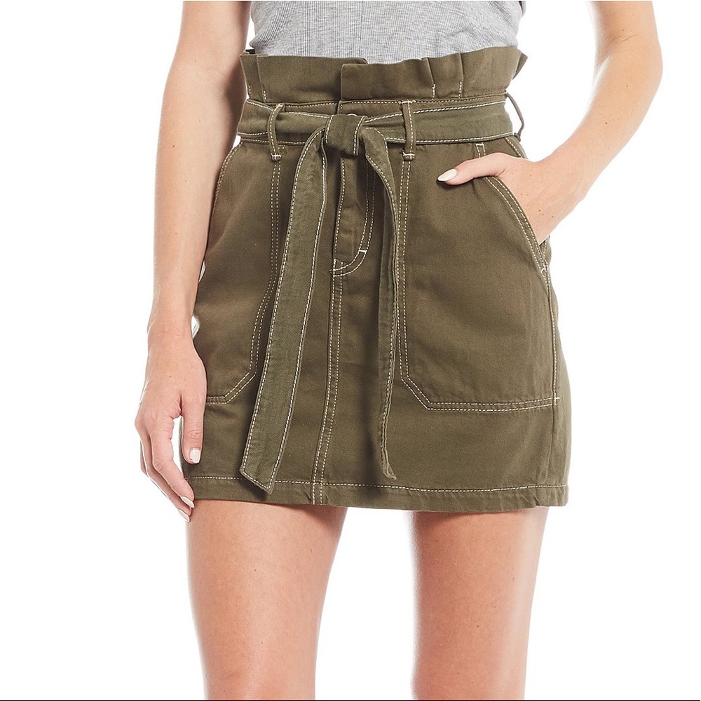 Free People Green Paper Bag Skirt